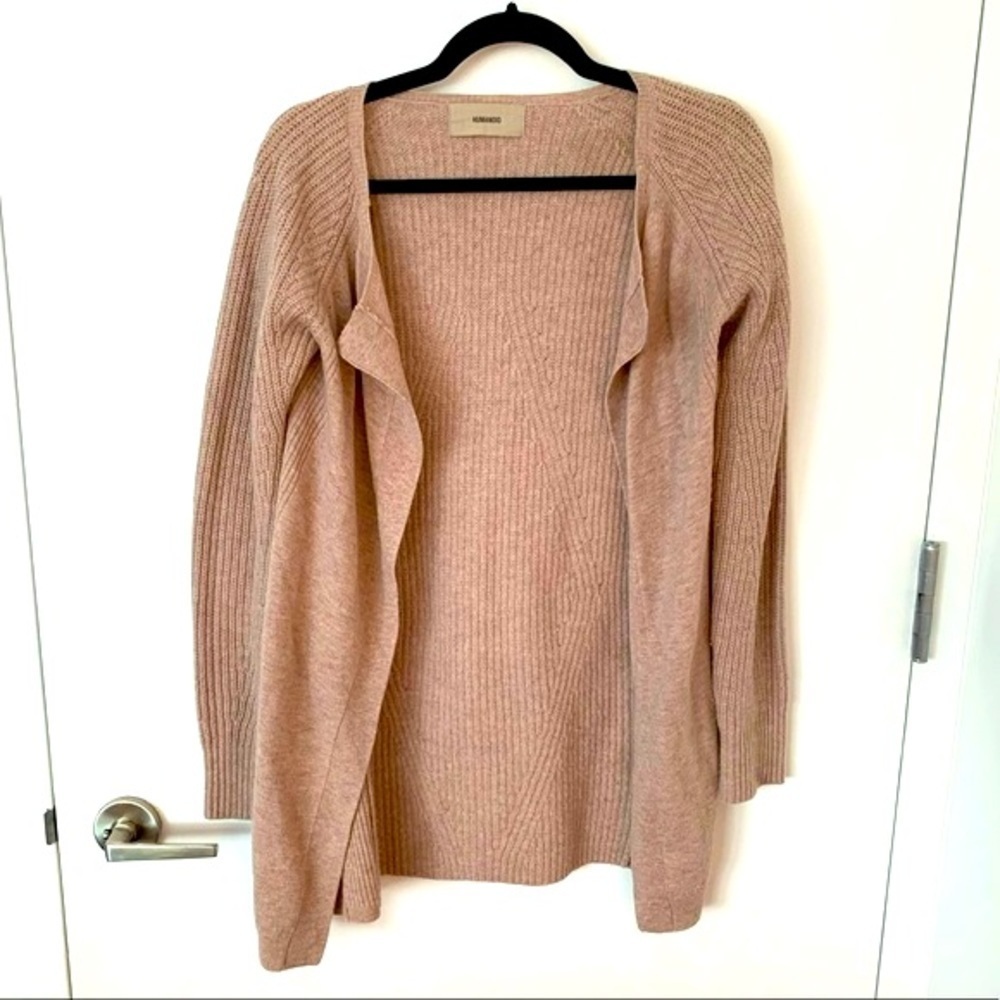 Humanoid merino wool pink cardigan NWOT